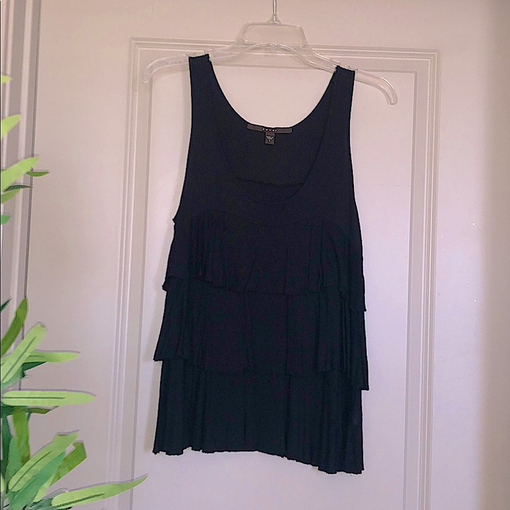 Black Ruffle Blouse Tank